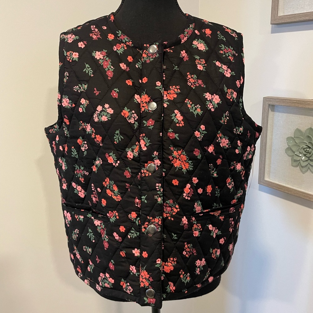 Lucky Brand Floral Printed Quilt Vest 💯 Cotton NWT!